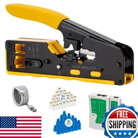 B0df6mrz13 Weetotung Rj45 Crimp Tool Pass Through Kit - Ethernet Crimper Cat5/6/7