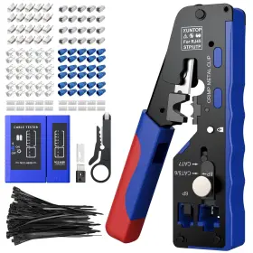 Xopxop076 Xuntop Rj45 Crimp Tool Kit Cat5e/cat6/cat6a/cat7 Ethernet Crimper Cable Tester