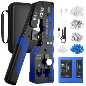 Ygitk Kty043eu Ethernet Crimping Tool Kit Rj45 Crimp Tools With Rechargeable Network Cable T
