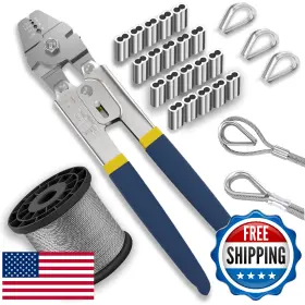 B0cz8qnfvy Yingya Bis Wire Rope Crimping Tool Kit 100ft Stainless Steel Cable 100pcs Alumin