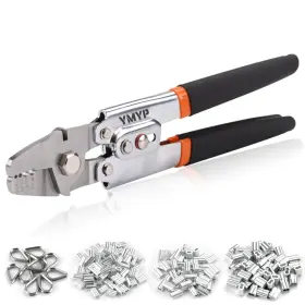 Ymyp Crimper 3size Up To 2.2mm Wire Rope Crimping Tool With 180 Pcs Sleeves And 10 Stainless S