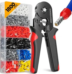 Yueqinghongyijinchukouyouxiangongsi 744759892812 Ferrule Crimping Tool Kit 1800pcs Wire Ferrules Awg 23-7 Ratchet Pliers