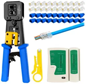 Ywnegwe 784115641333 Rj45 Crimp Tool Kit Pass Thru Cat5 Cat5e Cat6 Crimping With 20pcs