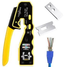 Ywnegwe 784115641425 Rj45 Crimp Tool Kit Pass Through Crimper Stripper Cutter Allinone Ethernet