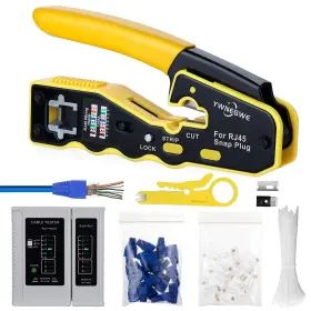 B09kn8btxw Ywnegwe Rj45 Crimp Tool Kit Pass Through Ethernet Crimper For Cat5e Cat6 Cat6a 8p8c