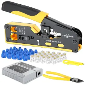 B0b69g4mpj Ywnegwe Rj45 Crimp Tool Kit Pass Through Ethernet Crimper Cat5 Cat6 Cat7 Connectors