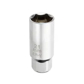 Zaplyte 614553719489 Spark Plug Socket 3/8 Inch Drive 21mm Magnetic Silver