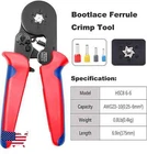 HSC8 6-6A Self-adjustable Ratchet Ferrule Crimper Plier Tool For Wire End Sleeve New. Price: $19.99.