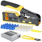 RJ45 Tool Kit Pass Through Ethernet Crimper CAT5 CAT6 CAT7 + Tester New. Price: $51.85.