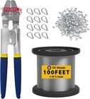 Sanuke Wire Rope Crimping Tool Kit, 100FT 1/16" Stainless Steel Cable 7X7 Strand New. Price: $32.40.