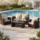 4 Piece Patio Furniture Set, Wicker Outdoor Conversation Al New. Price: $576.99.
