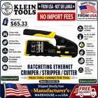Klein Tools VDV226-110 Ratcheting Ethernet Crimper Cutter Pass-thru RJ45 Nib New. Price: $44.50.