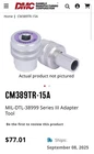 Daniels Dmc Mfg CM389TR-15A Adapter Tool, MIL-DTL-38999 Series Iii New. Price: $120.00.