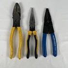 Klein Tools D213-9 Necr / 1010 J203-8N Lineman Needle Nose Pliers Wire Strip Used. Price: $50.00.