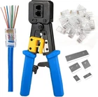 RJ45 Crimping Tool Ethernet Crimper For CAT6 CAT5E Blue Kit New. Price: $33.19.