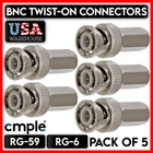 Pack RG59 RG6 Bnc Twist-on Connector Adapter Male Coax Cables Cctv Camera Dvr New. Price: $9.89.