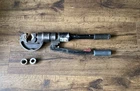 Burndy Y750HSXT Hand Operated Hydraulic Crimper Crimping Tool W/ 3 Dies Used. Price: $500.00.