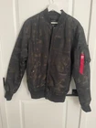 Alpha Industries MA-1 Down Flight Jacket Jacquared Black Camo Large Pre-owned. Price: $70.00.