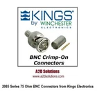 Box Of 250 Kings 2065-2-9 75 Ohm Bnc Connector Belden 1505A 1506A New. Price: $785.00.