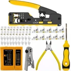 RJ45 Crimp Tool Kit, Pass Through CAT7 CAT6A CAT5E HT-7018 New. Price: $53.99.